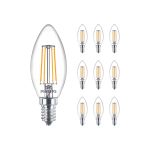 Multipack 10x Philips MASTER Value LED Candle E14 Filament Clear 3.4W 470lm - 927 Extra Warm White | Best Colour Rendering - Dimmable - Replaces 40W