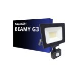 Noxion LED Floodlight Beamy G3.1 Black 30W 3300lm 110D - 840 Cool White | IP65 - Motion and Light Sensor - Symmetrical 