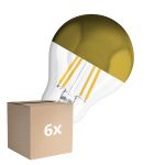 Multipack 6x Osram Classic LED E27 Pear Filament Mirror Gold 4W 400lm - 827 Extra Warm White | Replaces 35W