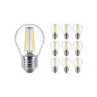 Multipack 10x Philips Master Value LED Lustre E27 Ball Filament Clear 3.4W 470lm - 927 Extra Warm White | Best Colour Rendering - Dimmable - Replaces 40W